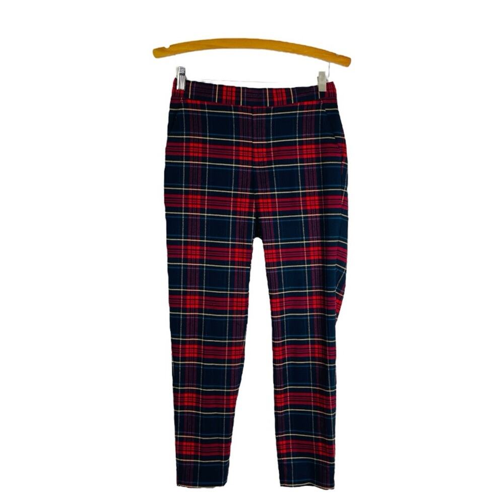 Banana Republic blue red plaid preppy flannel cropped ankle Hayden pants 0 - Picture 1 of 6